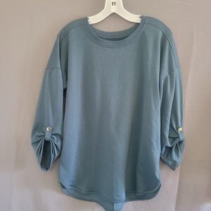 Cupio Women's Blue 3/4 Sleeve Scoop-Neck Top, Size Medium